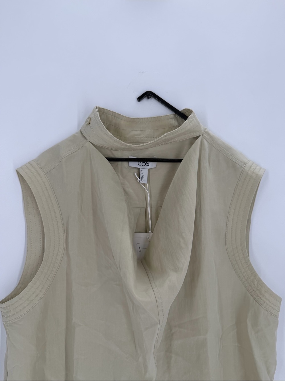 Cos Sleeveless Cut Out Cowl Neck Stand Collar Blouse